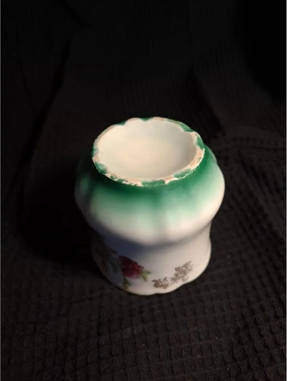 Vintage Mustache Teacup Shaving Cup Mug Mint Green Purple Pink Flowers